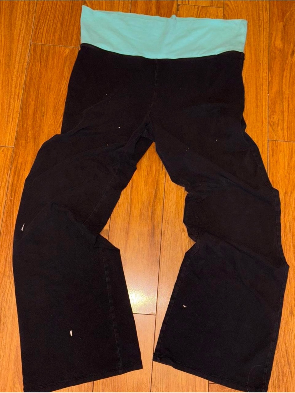 Y2K light blue and black wide leg yoga pants